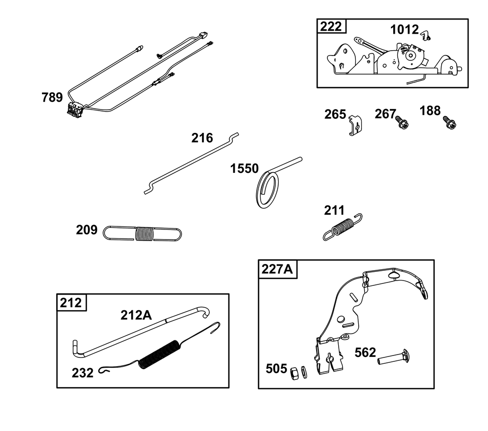 Controls Group Diagram and Parts List for 44N677-0066-G1 400000 - 699999 Briggs and Stratton Engine